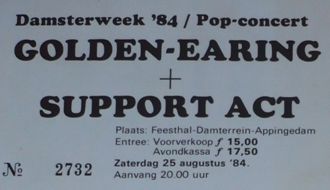 Golden Earring show ticket August 25 1984 Appingedam - Feesttent